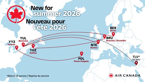 Air Canada launches new summer flights to Berlin, Brussels, Nantes, Ponta Delgada