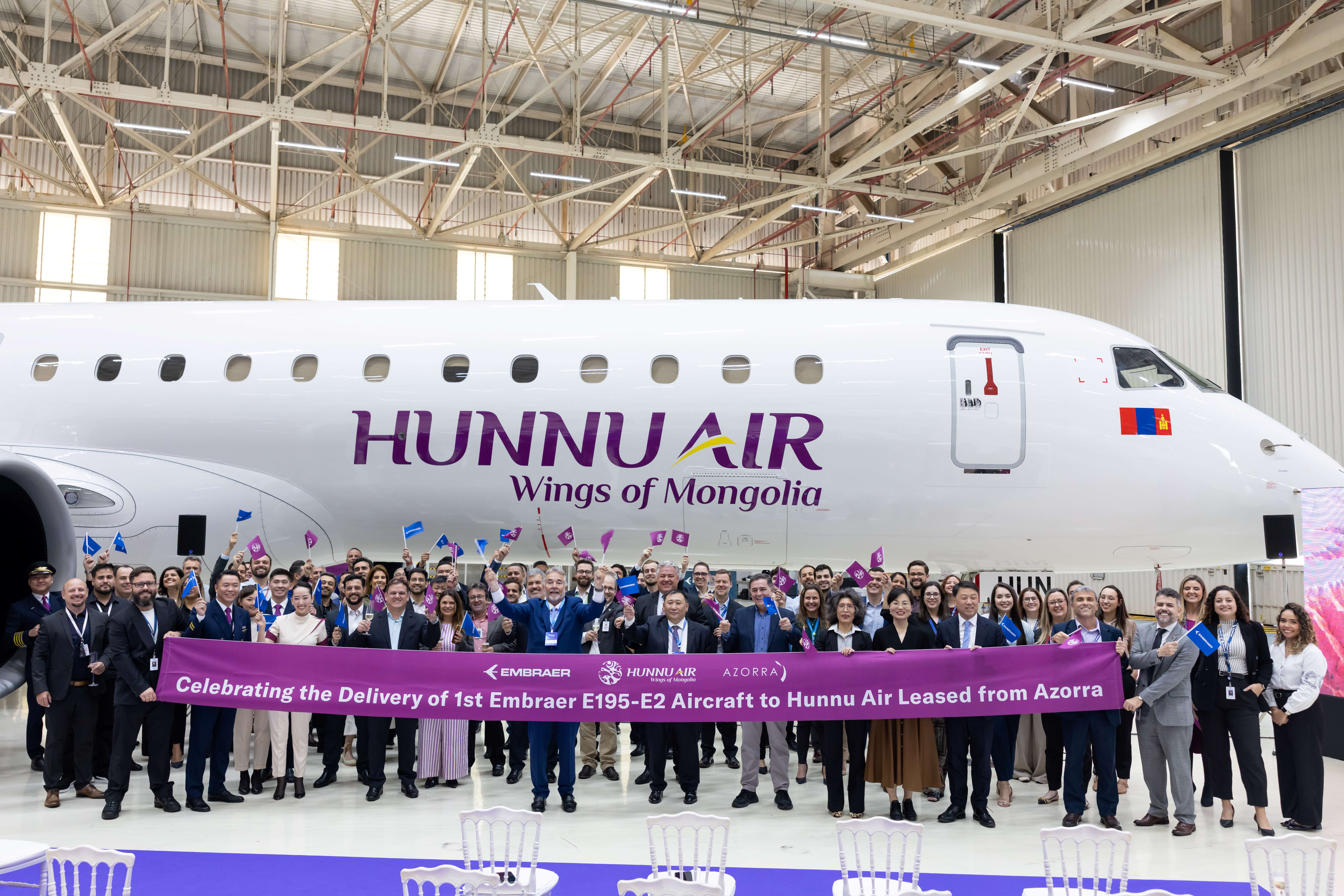 Azorra delivers Mongolia’s first Embraer E195-E2 to Hunnu Air