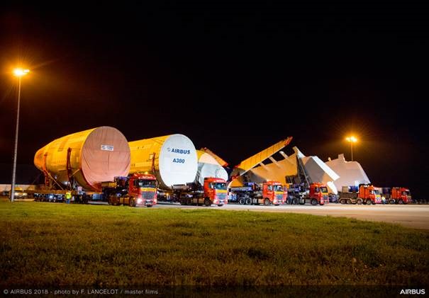 Sections for first All Nippon Airways A380 arrive in Toulouse