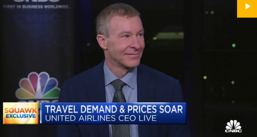 United Airlines boss Kirby sees hints of recession as business travel demand eases
