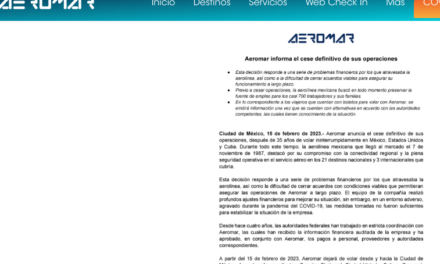 As expected, Aeromar stops operating