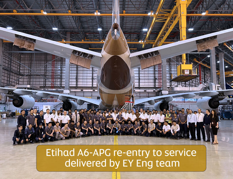 Etihad Engineering completes 6-year heavy maintenance check on A380 for its return to service
