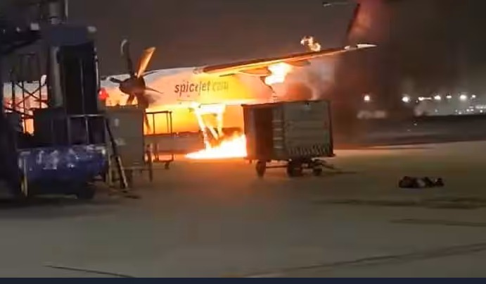 SpiceJet aircraft catches fire at Delhi Airport, no injuries reported